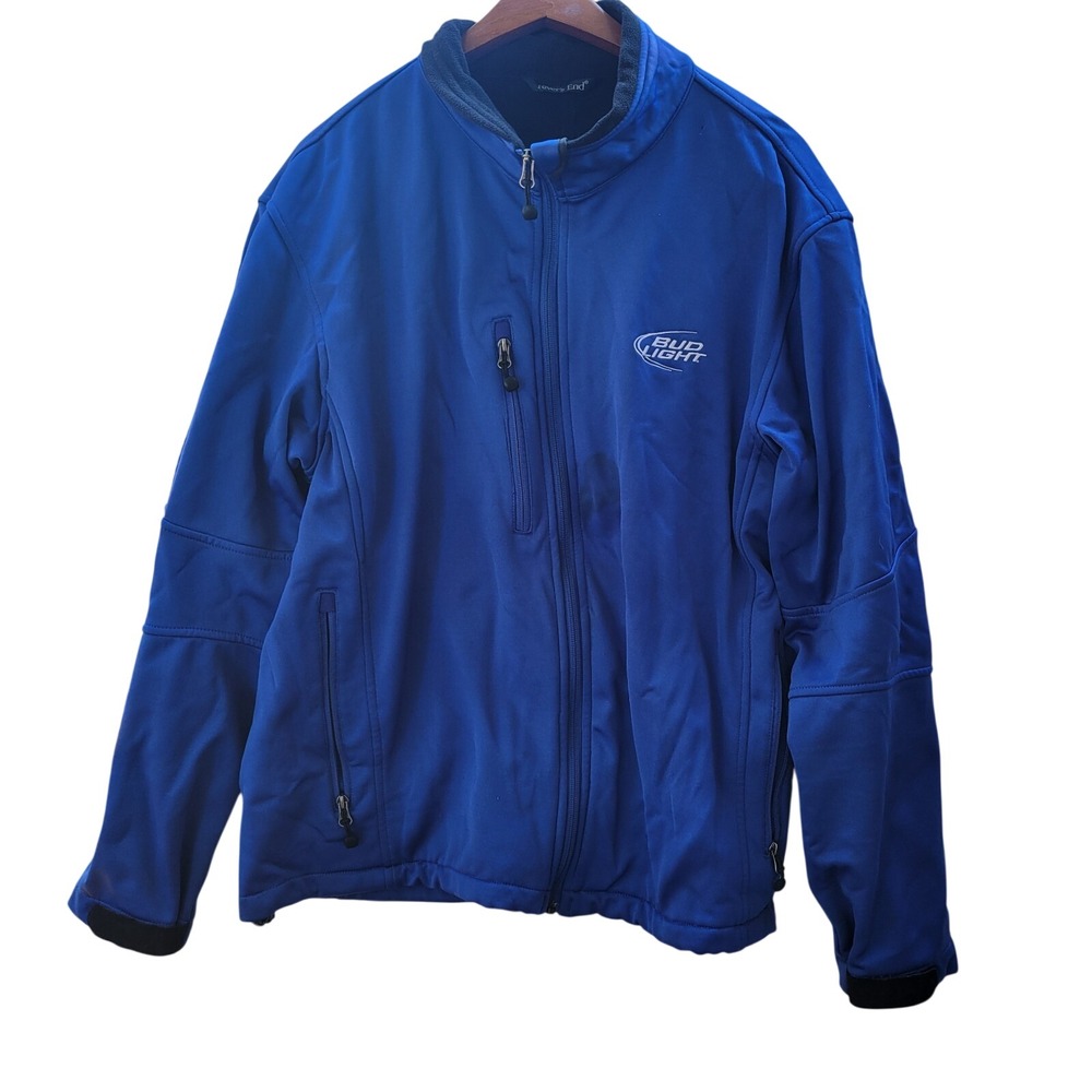 River's End Bud Light Softshell Jacket Mens XL Blue Good Embroidered Fleece Zip‎